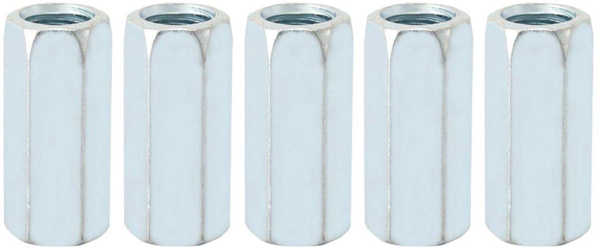 Dailygoods- Koppelingsmoeren 5 Stuks - Bevestigingsonderdelen - Zeskantmoeren - Koolstofstaal - Hoge Sterkte - Corrosieweerstand - Moeren