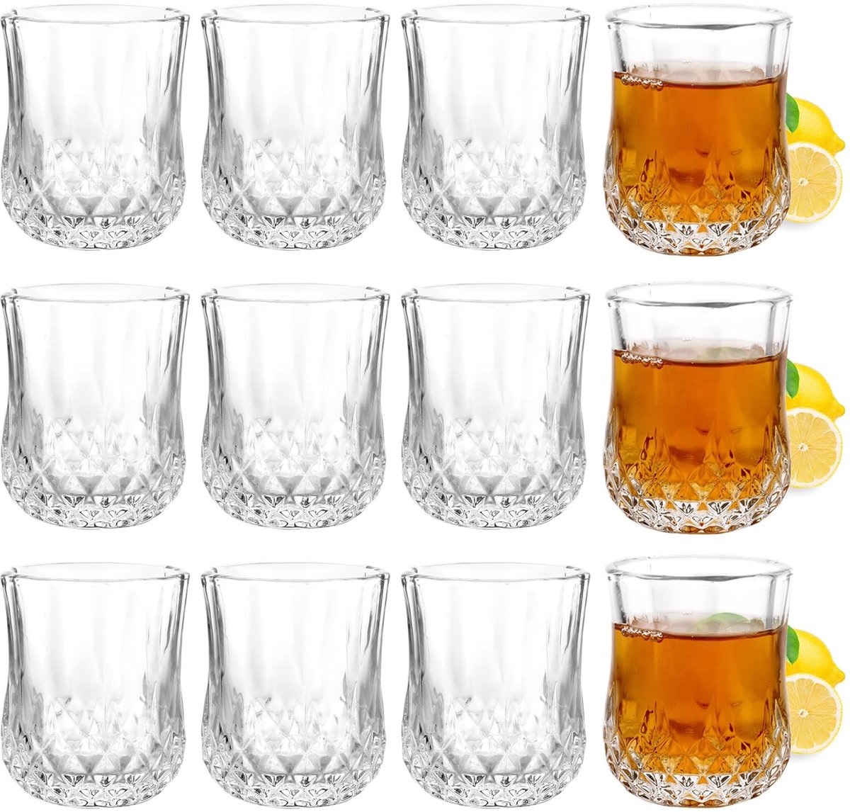 Dailygoods- Borrelglazen 45 ml - 12 stuks - Vierkante Shotglazen - Tequila/Likeurglazen - Wodka/Whisky - Elegant Glas