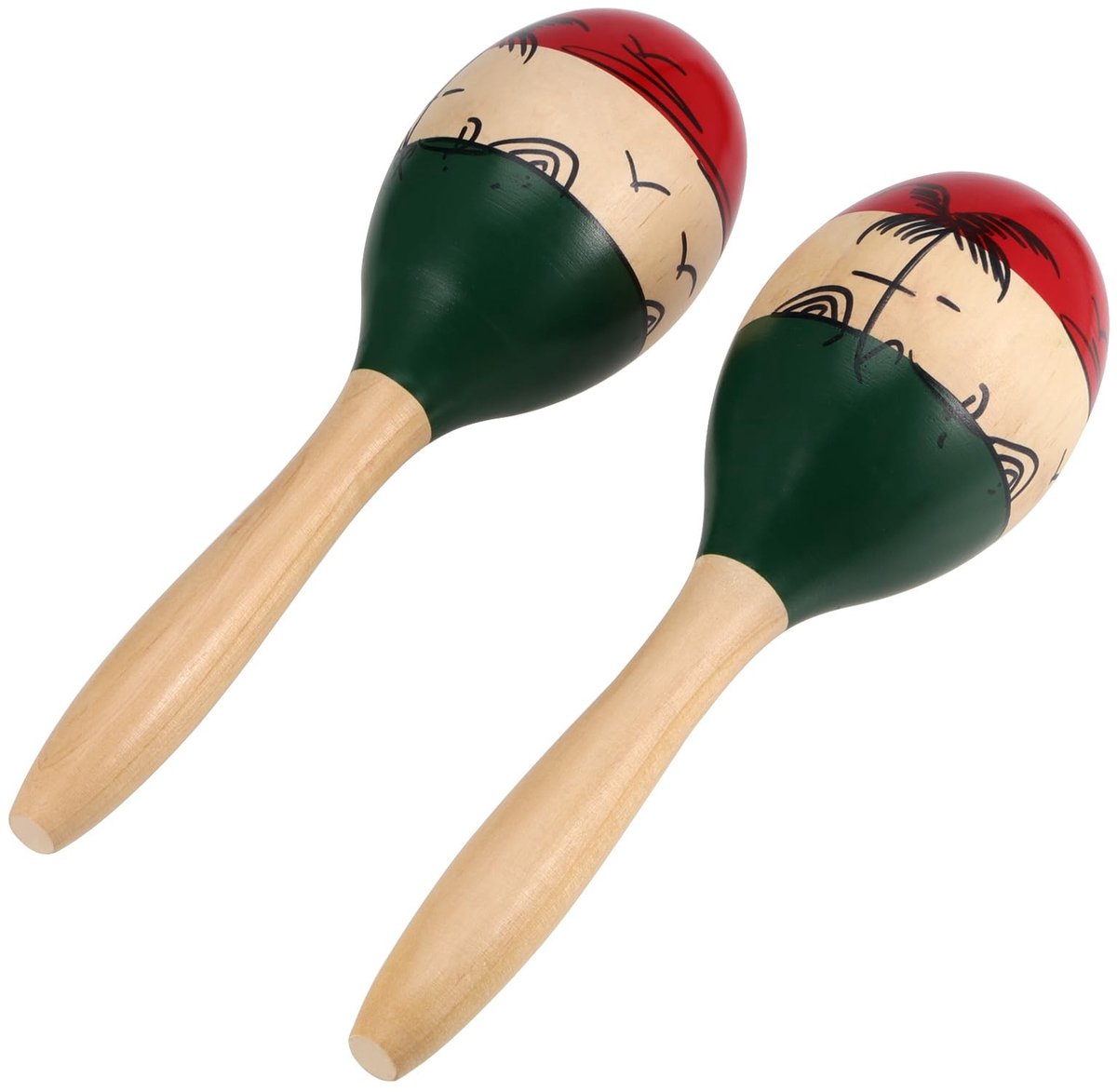 Dailygoods- Maracas - 4 stuks - Houten Percussie-instrumenten - 24 x 6 cm - Geschilderde Shakers - Helder Geluid - Professionele Afwerking