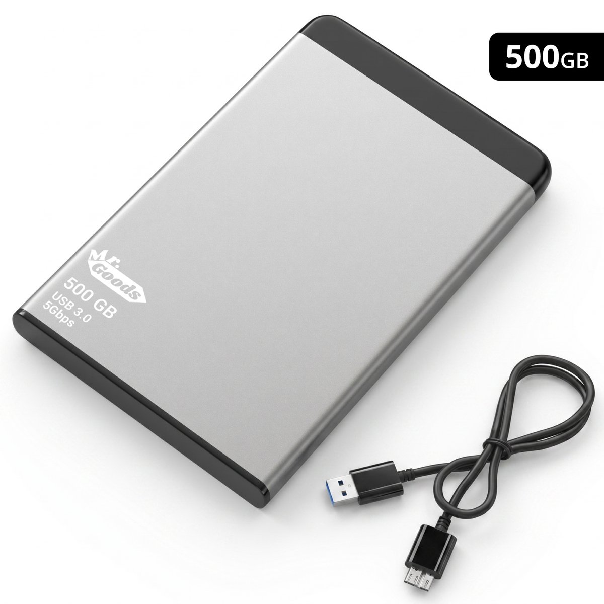 MrGoods Externe Harde Schijf 500GB Pro – USB 3.0 – 2.5 inch HDD – Metaal/Kunststof Behuizing – Zwart