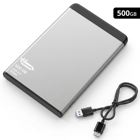MrGoods Externe Harde Schijf 500GB Pro – USB 3.0 – 2.5 inch HDD – Metaal/Kunststof Behuizing – Zwart