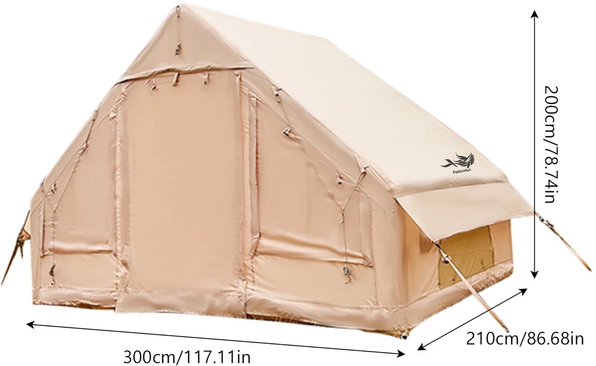 Velmio Tent - Opblaasbare tent - Glamping – 4/6 Persoons - 3x2.1x2m - Luchtconstructie en Ventilatie - Luxe Camping Tenten – Waterdicht – Beige – foto 7
