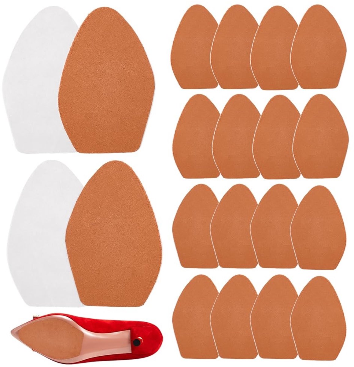 Dailygoods- Antislip Pads - 20 Stuks - Imitatie Suède - Zelfklevend - Voor Dansschoenen/Sneakers/Hoge Hakken - Afmetingen 12,7 x 8,3 cm - Schoenbescherming