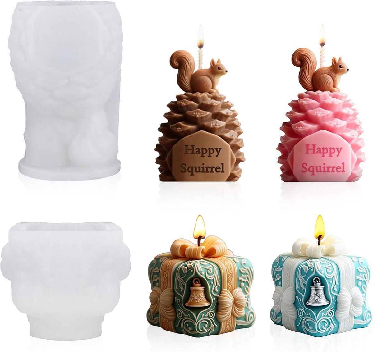 Silicone Kaarsvorm - Ambachtelijke Mallen - Decoratie Maken - 3D Ontwerpen - 2 Stuks - Transparant