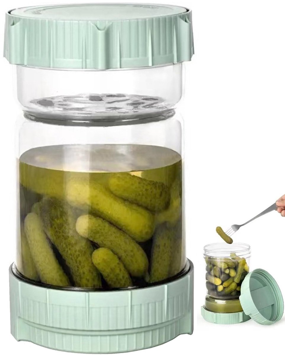Dailygoods- Augurkenpot - Glazen Voedselcontainer - Antislip Onderkant - Dubbele Dichting - Voedsel Bewaren - Ideaal voor Komkommers
