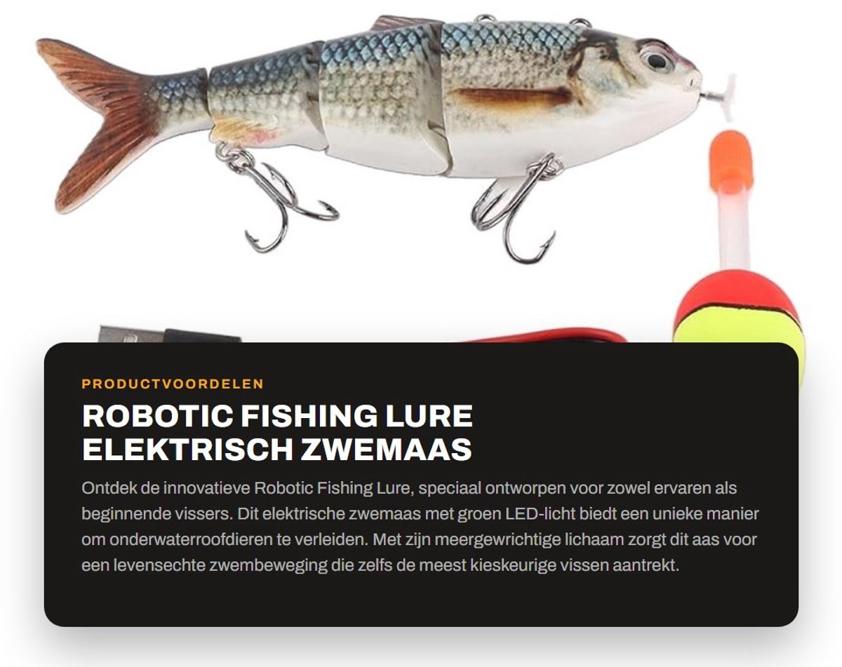 Dailygoods - Robotic Fishing Lure - Elektrisch Zwemaas - Oplaadbaar en Recyclebaar - Groen LED-licht - Onderwaterroofdieren - Unisex Volwassenen - 20,...