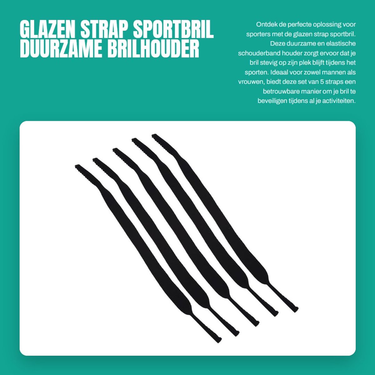 Dailygoods- Sportbril Duurzaam - Verstelbare Houder - Elastische Schouderband - Geschikt voor Heren/Dames - Zwart - Hoogwaardig Materiaal - Brilband