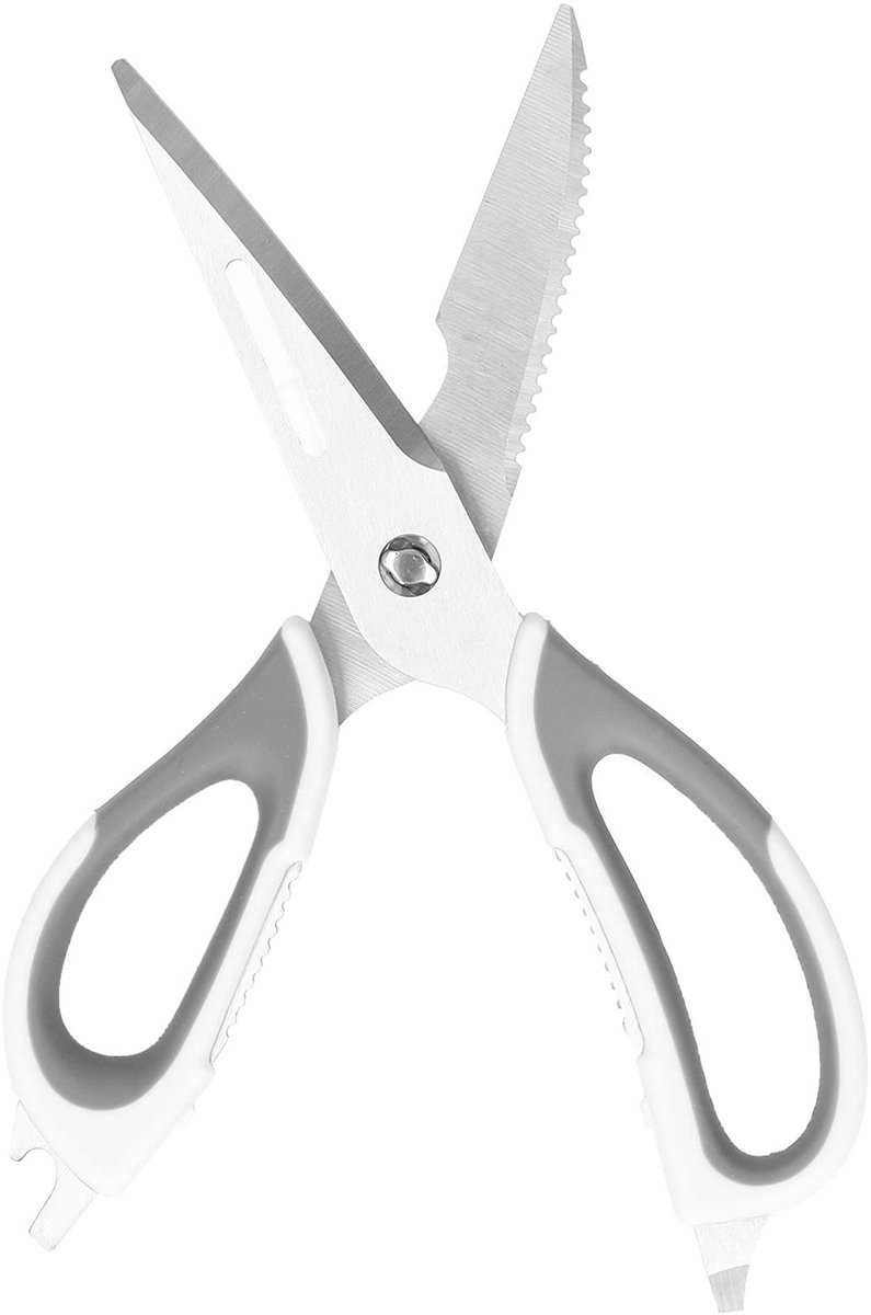 Dailygoods- Keukenschaar multifunctioneel - Roestvrij Staal - Eenvoudig te reinigen - Voor groenten/fruit/noedels/pizza - Duurzaam - Handvat met flesopener - Keukenhulpmiddel