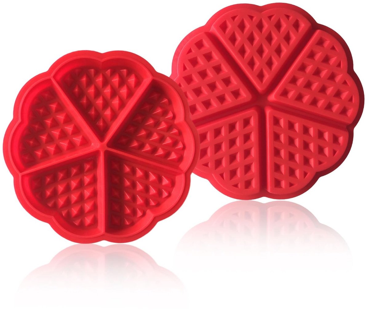 Dailygoods- Wafelvorm 2 stuks - Siliconen Bakvormen - Mini Hart Muffinvorm - Wafel Muffin Cakevormen - 5 Holte Pannenkoekvorm - Niet-stick - Bakvorm