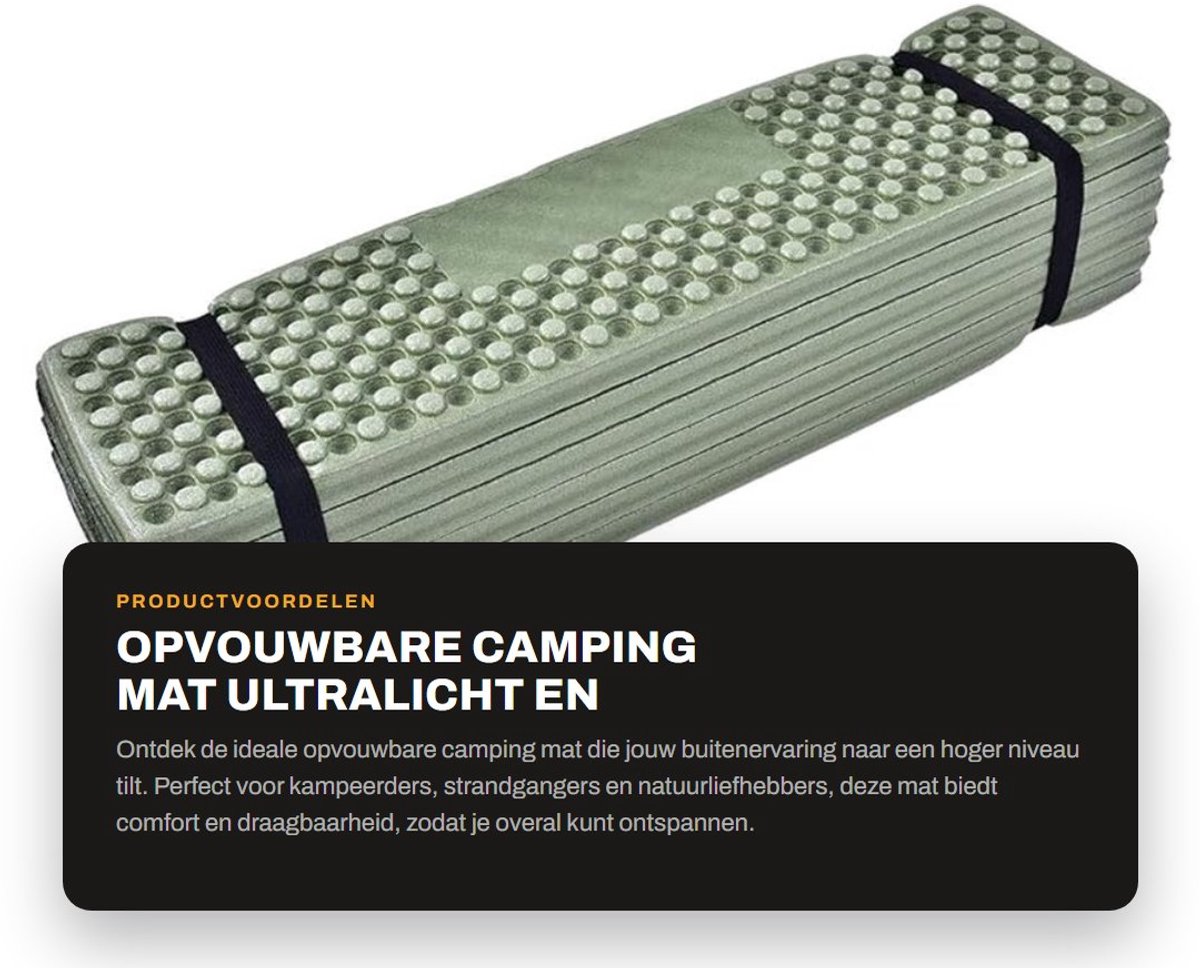 Dailygoods- Campingmat Ultralicht - Opvouwbaar - Waterdicht - Schuimmat - Draagbaar - Hoogwaardige XPE-materiaal - Slaapmat