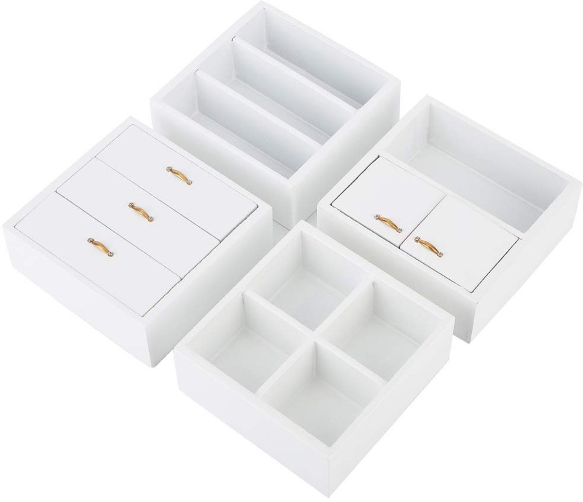 Dailygoods - Poppenhuis houten kast - Mini houten meubels - Wit - Kast eenheid voor poppenhuis - Geschikt voor 0-3 jaar - 7,4 x 7,4 x 3 cm