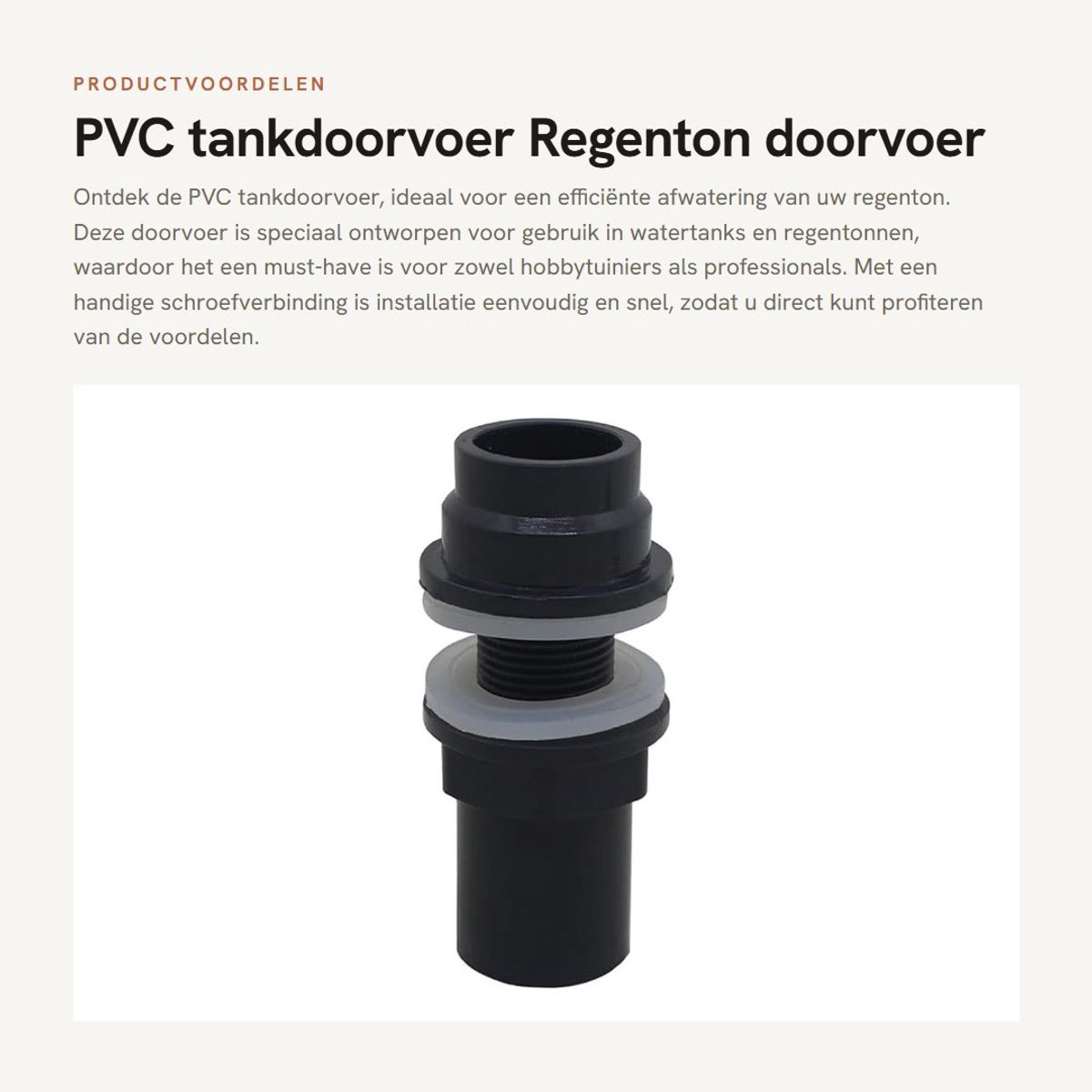 Dailygoods- Tankdoorvoer PVC - Regentondoorvoer - Schroefverbinding - Watertank - Huiddoorvoer - Duurzaam materiaal