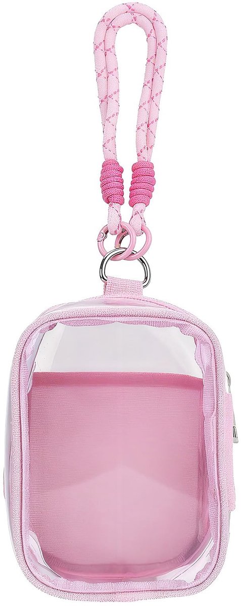 Dailygoods- Poppendisplaytas Roze - Draagbare Opberghoes - Handriem - Ideaal voor Pluche Poppen - PVC Oxford-stof - Afmetingen 15,5 x 10,5 x 6,5 cm - Poppenopbergtas