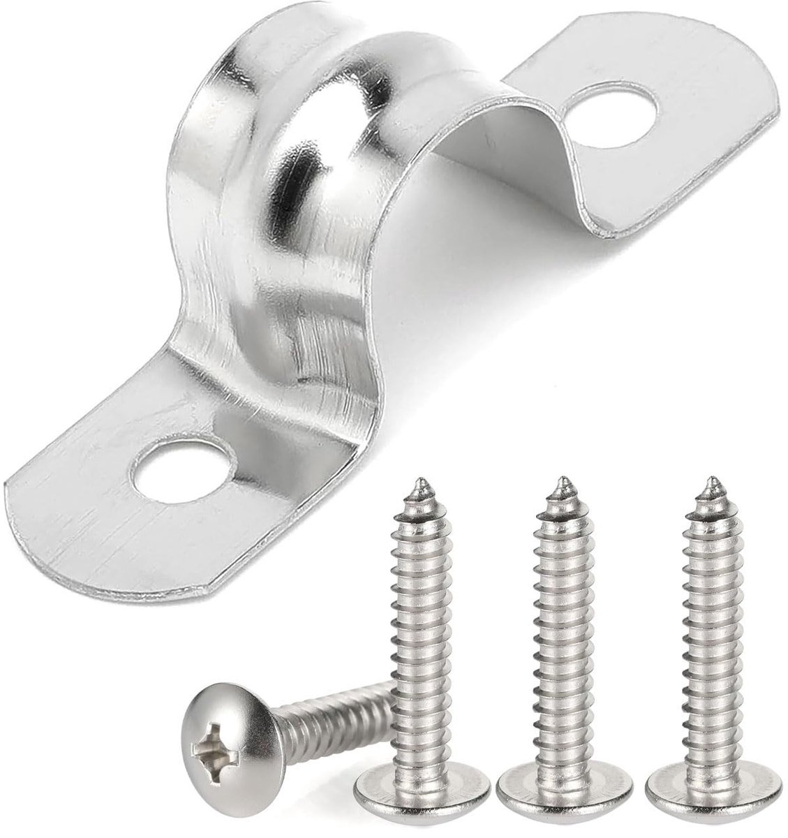 Dailygoods- Buisklem U-vormig 20mm - Roestvrij Staal 304 - Bevestiging voor Waterleidingen - Hittebestendig tot 800°C - Met 4 Schroeven - Eenvoudig te Bevestigen - Buisbevestiging