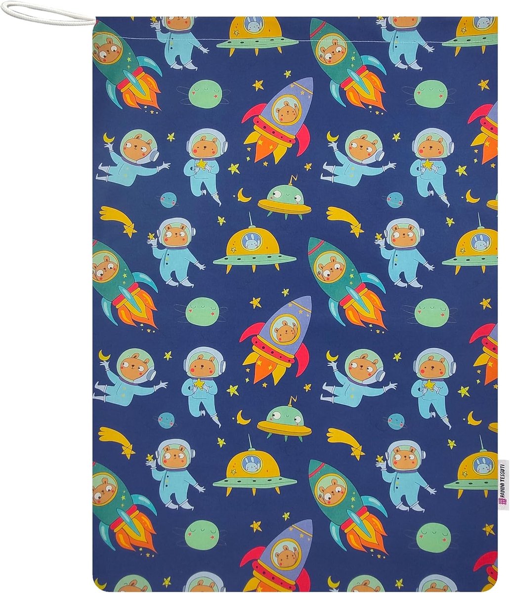 Kindertask - Baby tas - Kleding opbergen - Handgemaakt in Italië - 46 x 60 cm - Astronauten