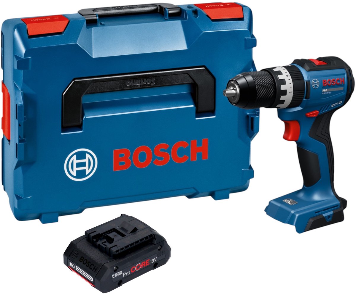 Bosch GSB 18V-52 Professional accu-slagboormachine 18 V 70 Nm borstelloos + 1x ProCORE-accu 4,0 Ah + L-Boxx - zonder oplader