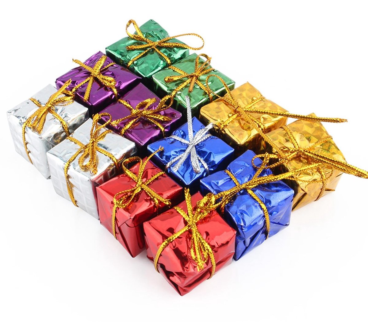 Dailygoods- Kerstgeschenkdoos Set van 12 - Foliepapieren Hangdecoraties - Hoogwaardig Schuim - Duurzaam - Levensecht - Afmetingen 2,5 cm - Kerstdecoratie