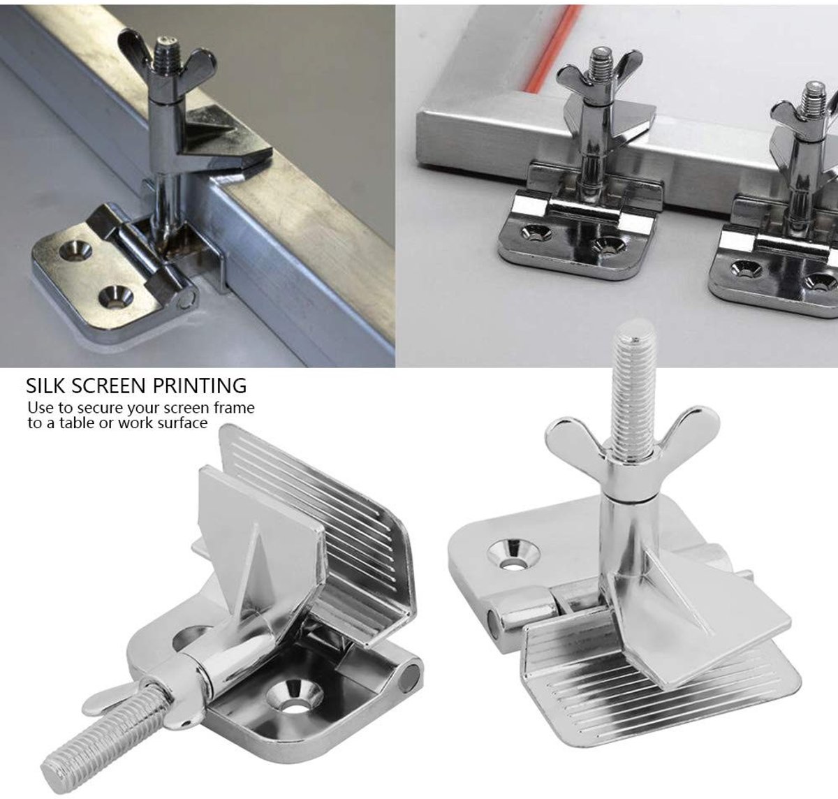 Dailygoods- Schermdrukklem - Metalen Vlinderbeugel - 2 Stuks - 85 x 85 x 60 mm - Schokbestendig - Gemakkelijk te installeren - Perfecte uitlijning - Schermklem