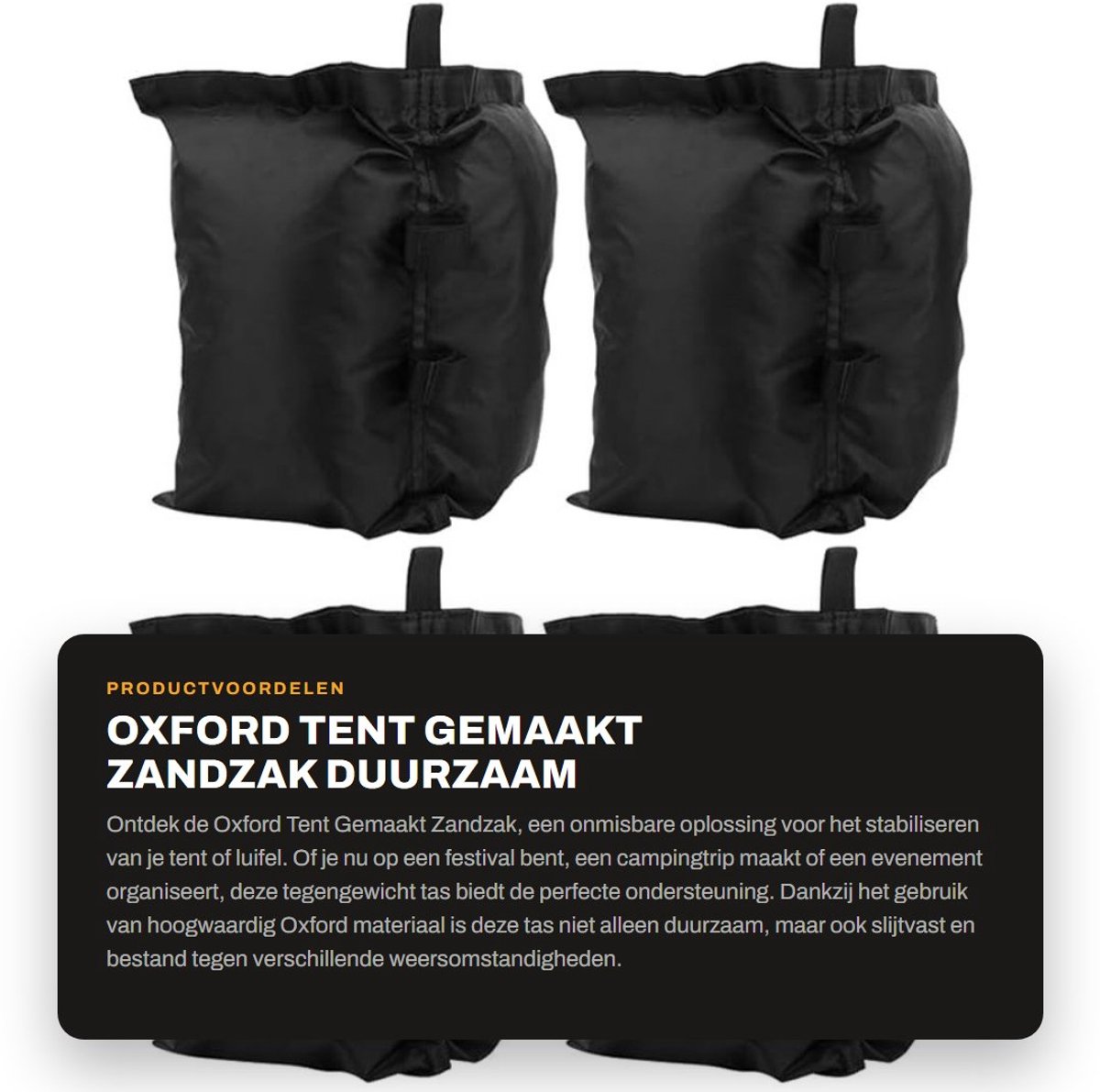 Dailygoods- Zandzak Duurzaam - Tegengewicht Tas - Hoogwaardige Oxford Lap - Geschikt voor Luifels - Capaciteit 20-25 Pond - Waterdicht en Stevig - Gewichtstas