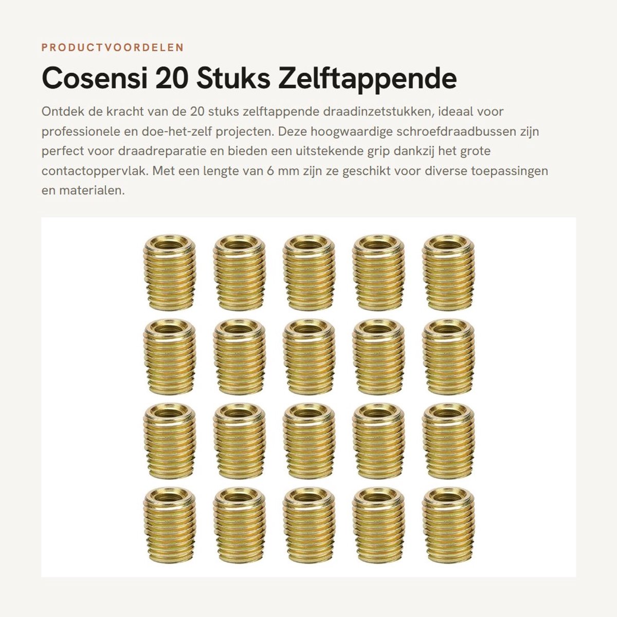 Dailygoods- Draadinzetstuk 20 Stuks - Zelftappende Schroefdraadbus - Koolstofstaal - M3/M5 - Lengte 6mm - Duurzaam en Bestand tegen Trillingen