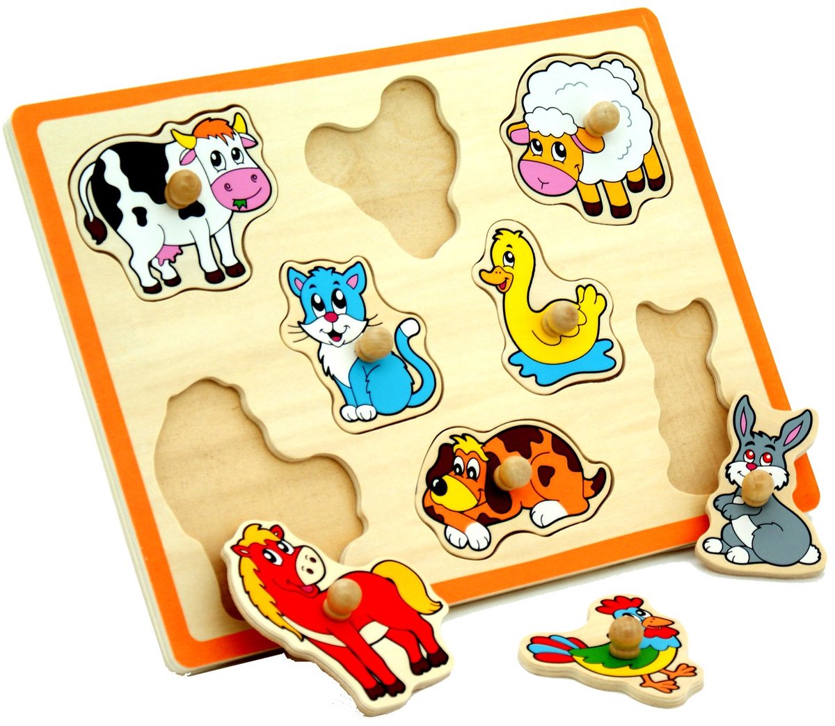 Houten Puzzel - Boerderij Dieren - Kinderen Leren - Uittrekbaar Ontwerp - 30 cm - Multicolor