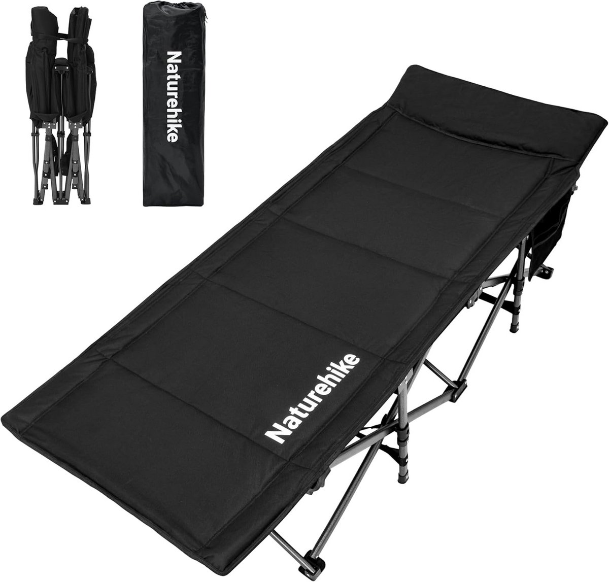 Camping Bed - Lounge Stoel - Kamperen en Reizen - Extra Dikke Vulling - 190x70cm - Grijs