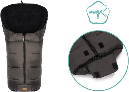 Voetenzak - Baby deken - Warmte buiten - Zacht fleece gevoerd - 50 x 100 cm - Grijs — afbeelding 4