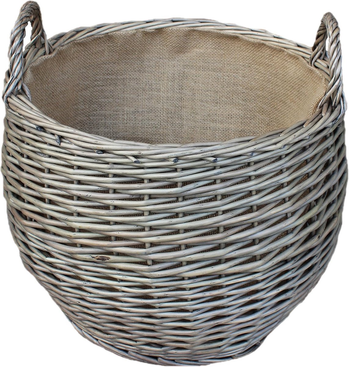 Log Mand Houder - Opbergmand - Haardhout Opslag - Antiek Gevlochten - 43 x 43 x 31 cm - Antiek Grijs