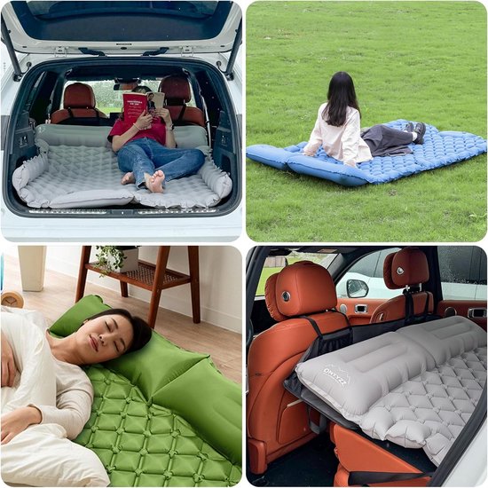 Opblaasbaar Bed - Autobed Mat - Reizen Kamperen - Ingebouwde Voetpomp - 183 x 131 cm - Grijs — afbeelding 5