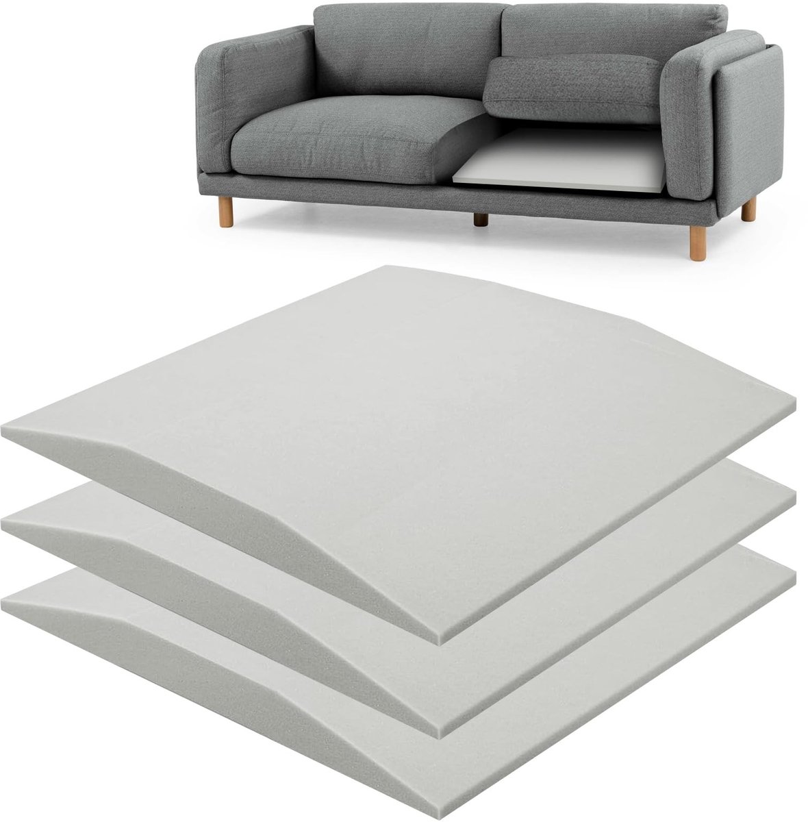 Dailygoods- Sofabeschermer Hoogdichte Schuim - Ondersteuning voor Zitkussen - Reparatie voor Doorhangende Meubels - 50 x 50 x 5 cm - Set van 3 - Bankkussen