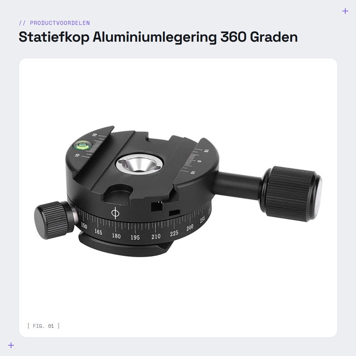 Dailygoods- Statiefkop 360 Graden Draaibaar - Aluminiumlegering - Panoramisch Uitzicht - Draagvermogen 5 kg - Klemmaat 38,5 mm - Inclusief Inbussleutel - Statief