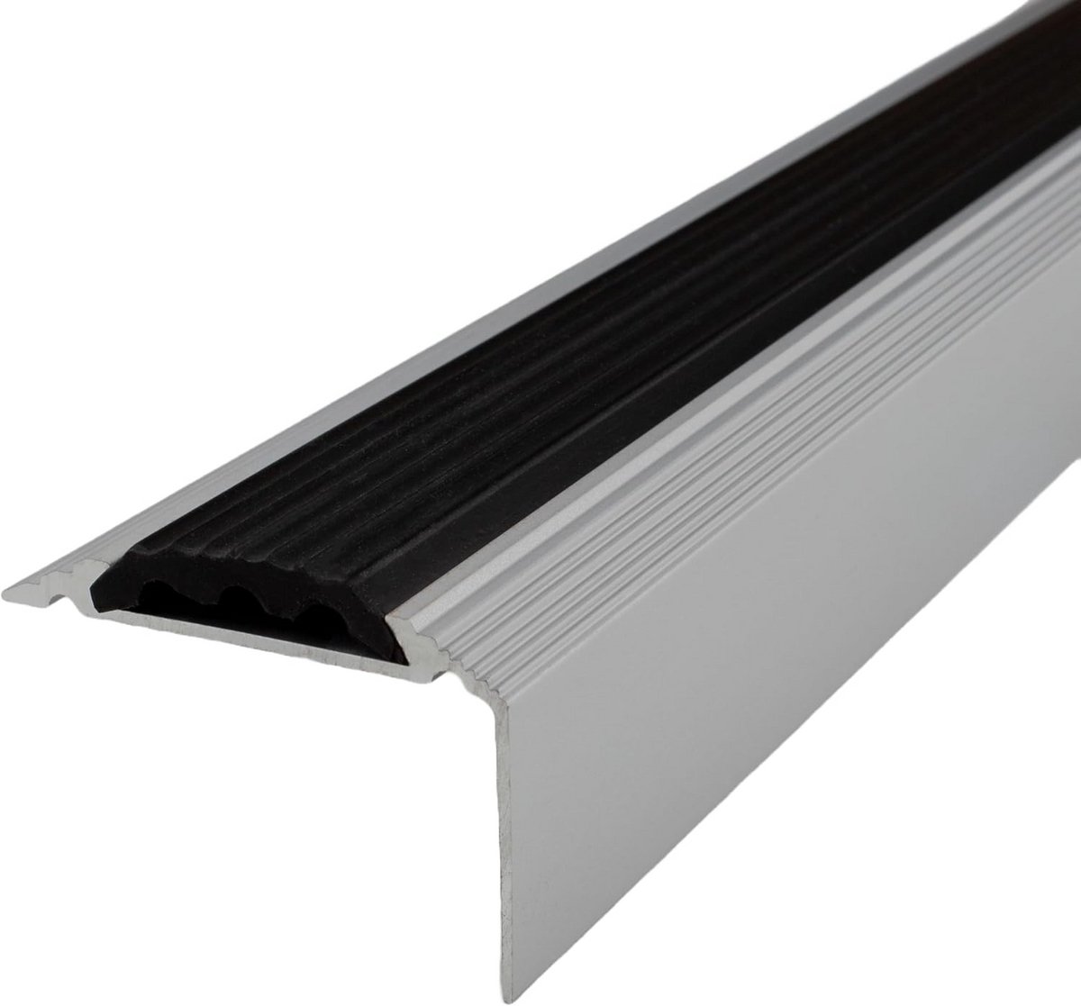 Trapneus profiel - Aluminium hoek - Trap randen beschermen - Antislip textuur - 120 cm - Zilver met zwart
