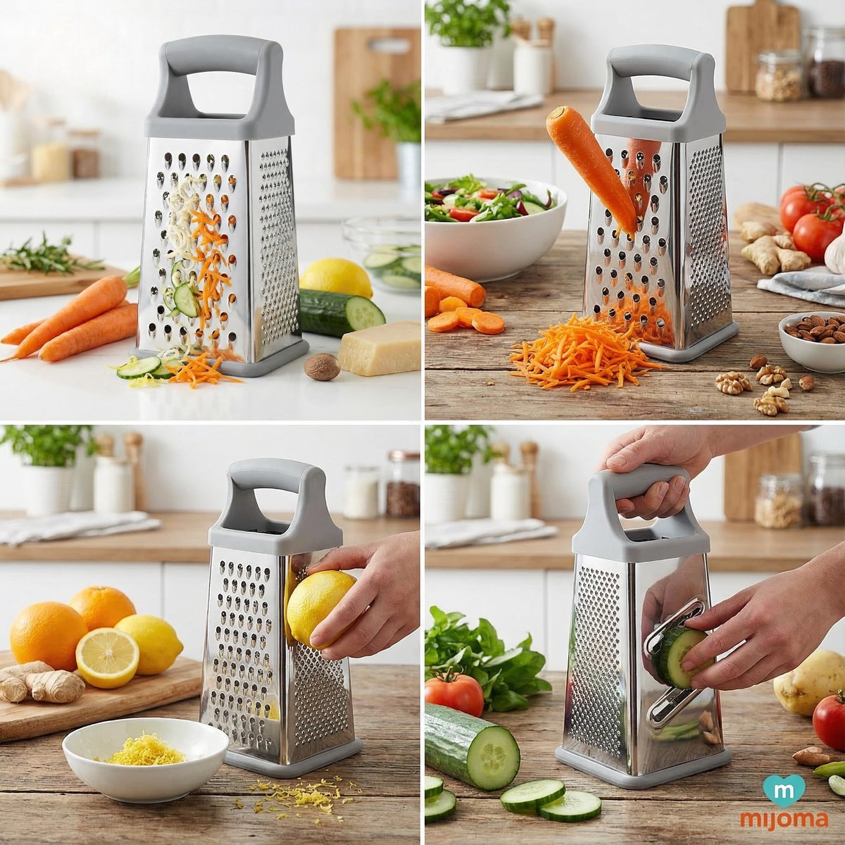 Dailygoods- Rasp Multifunctioneel - Keukenrasp - Aardappelrasp - Groenteschaaf - Roestvrij Staal - Antislip Rand - Vaatwasmachinebestendig (22 x 10 x 10 cm)