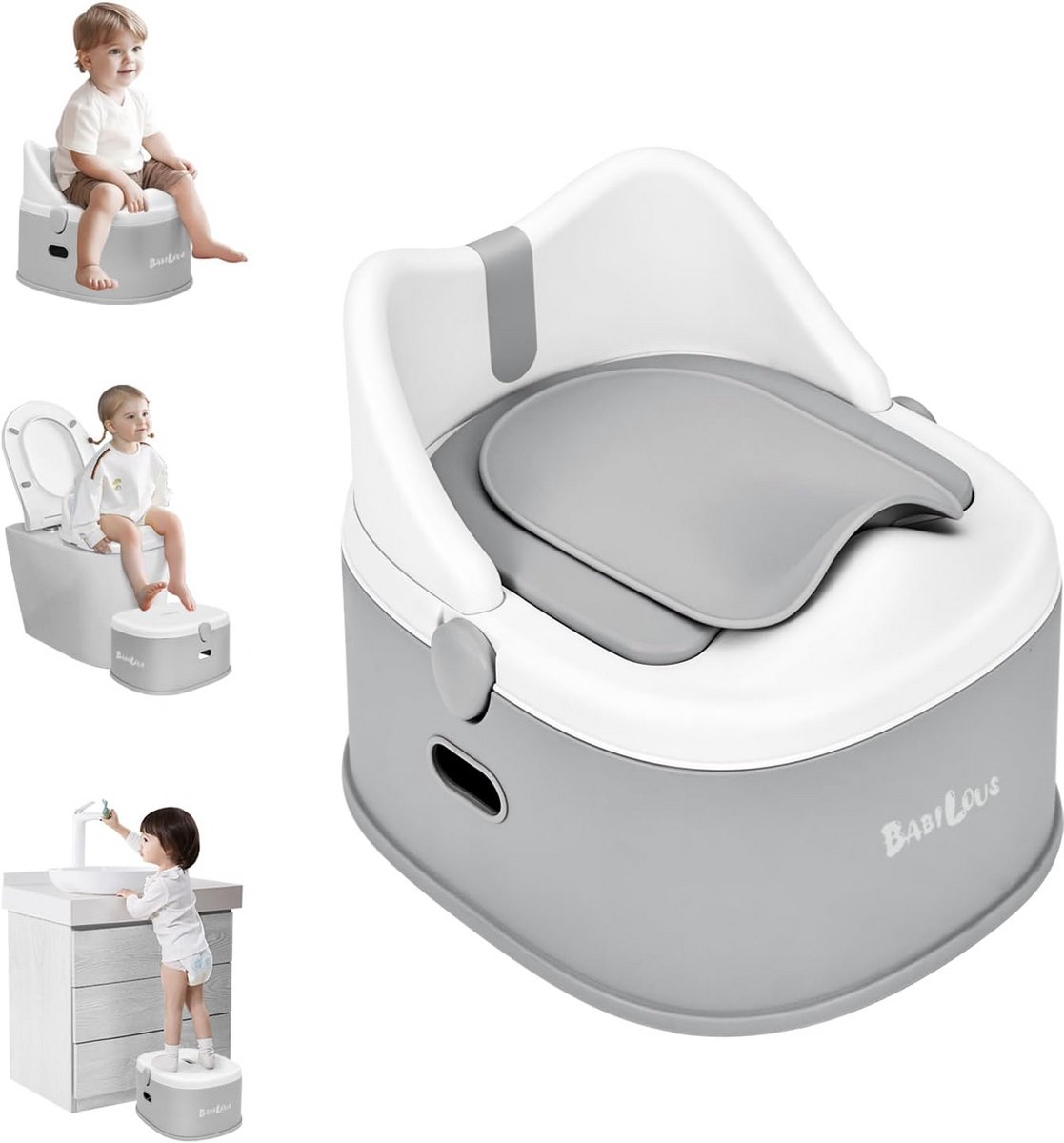 Zindelijkheidstraining Toilet - Peuter Potje - Zindelijkheid Leren - 3-in-1 Multifunctioneel - 366 cm - Grijs