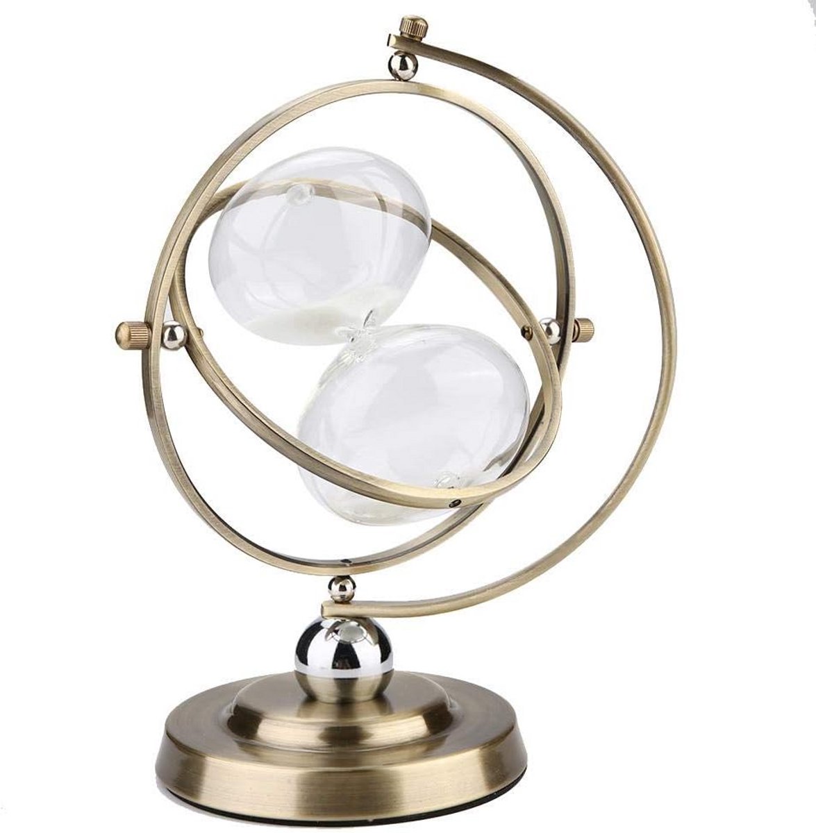 Zandloper Klok - Zandloper Timer - Tijd Meten - Metalen Frame - 26 cm - Koper