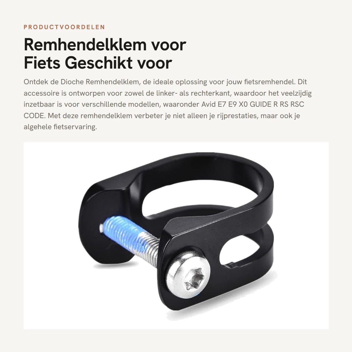 Dailygoods- Remhendelklem voor Avid E7/E9/X0 - Fietsremhendel Klem - Roestvrij Staal Bout - Aluminiumlegering - Corrosiebestendig - Verbeterde Rijprestaties - Remklem