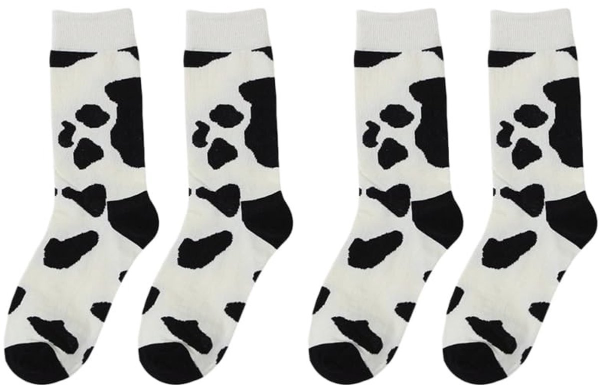 Dailygoods - Katoenen Koeiensokken - Lange Sokken voor Meisjes - Perfect als Verjaardagscadeau - Witte Balk - Dagelijkse Dressup - Geschikt voor Baby-...