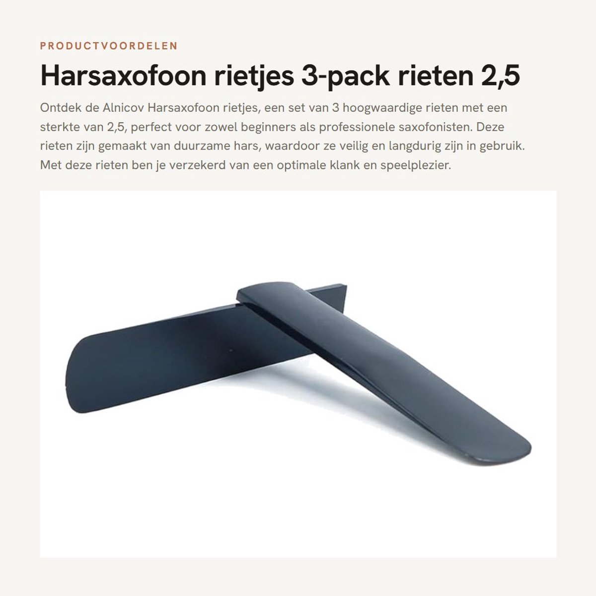 Dailygoods- Saxofoon Rietjes 2,5 Sterkte - Set van 3 - Hars Rieten - Geschikt voor Altsaxofoon - Duurzaam - Gemakkelijk te Gebruiken - Riet