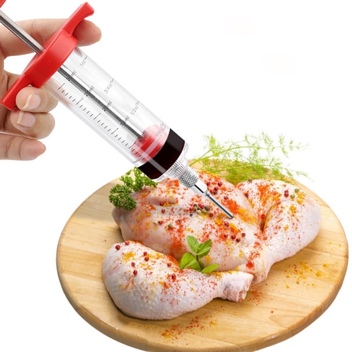 Dailygoods- Kookspuit 30ml - Marinade Injectiespuit - Voedselkwaliteit Kunststof/Roestvrij Staal - Hygiënisch - Eenvoudige Reiniging - Precisienaald - Marinade Injector
