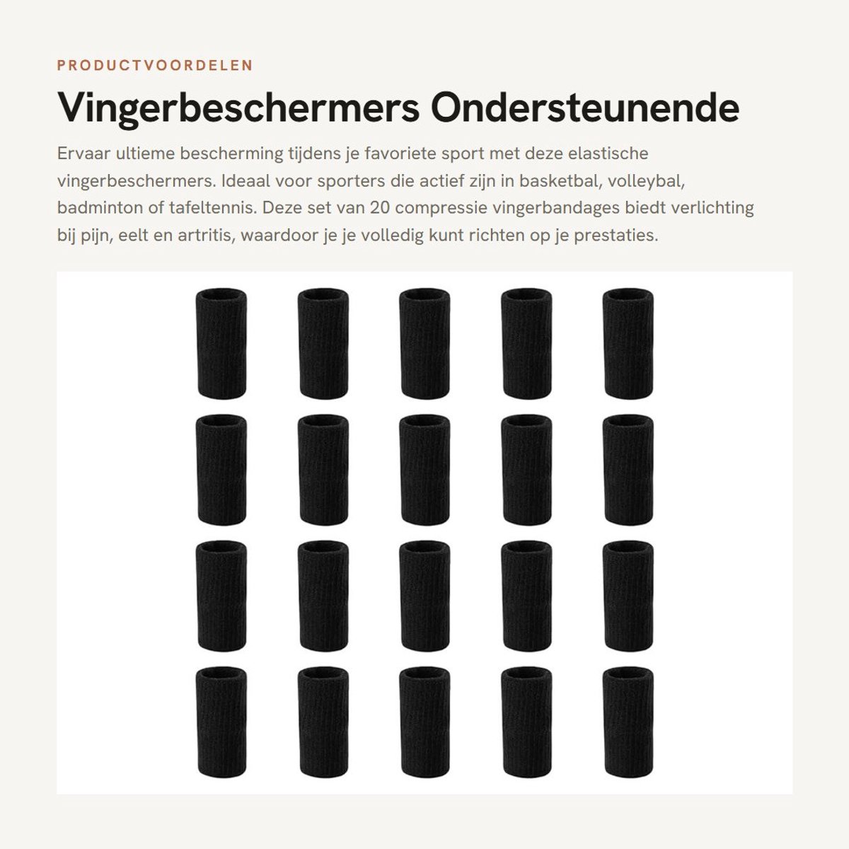 Dailygoods- Vingerbeschermers 20 Stuks - Elastische Vingerbandages - Compressie Ondersteuning - Knokkelbescherming - Sportactiviteiten - Zwart Nylon Spandex - Vingermoffen