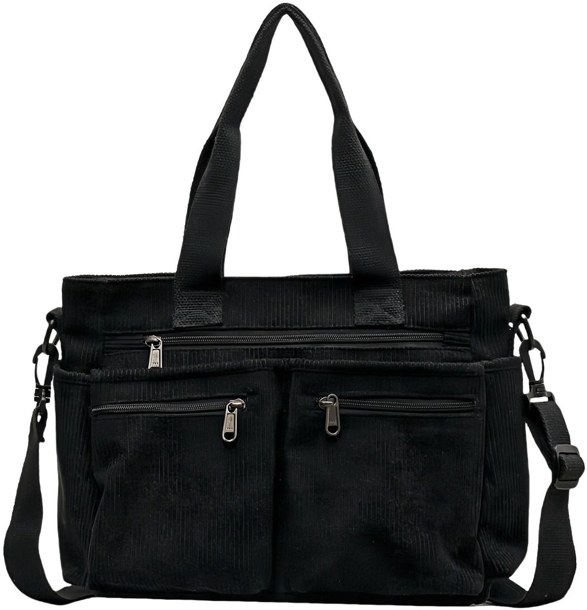 Dailygoods- Tote Bag Grote Capaciteit - Schoudertas Dames - Corduroy - Verstelbare Schouderriem - Multifunctionele Tas - 36x14x28 cm