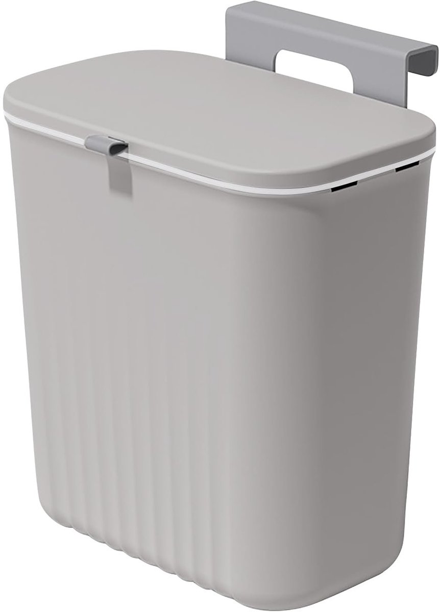 Dailygoods- Afvalemmer 9 Liter - Hangende Afvalemmer met Deksel - Afvalbak Keuken - Afvalbak Badkamer - Afvalbak voor Camping - Geurisolatie en Makkelijk te Reinigen