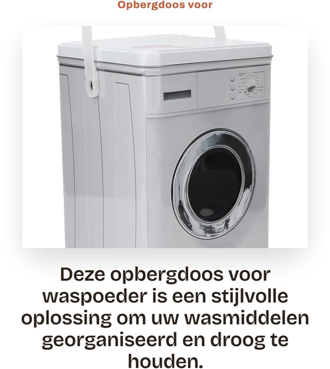 Dailygoods- Waspoeder Opbergdoos Luchtdicht - Wasmiddel Bewaarbox - Opbergdoos Blik - Container Organizer - 15,2 x 15,2 x 22,3 cm - Handvatten
