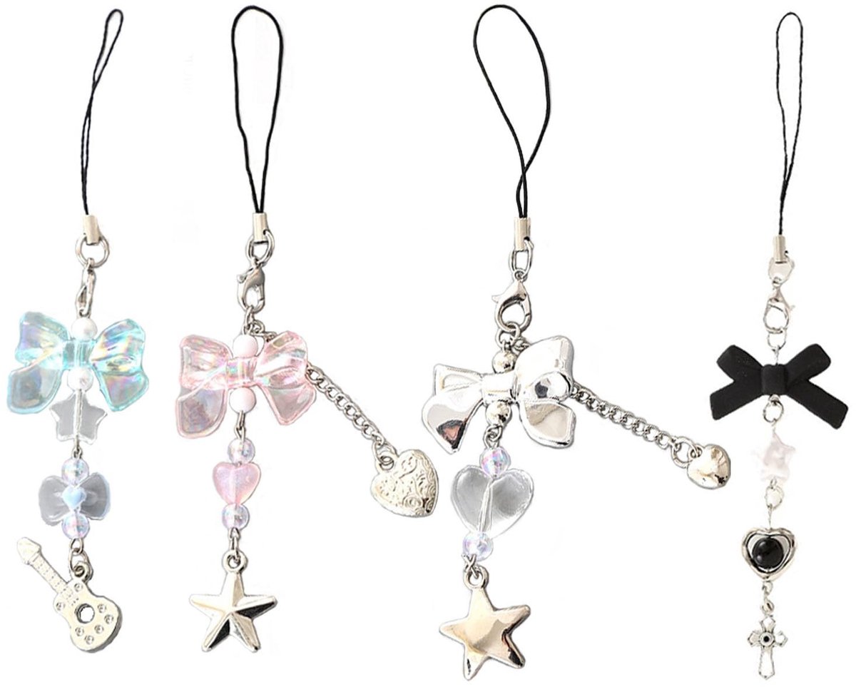 Dailygoods - Set van 4 Schattige Telefoonbedels met Vlinder en Ster