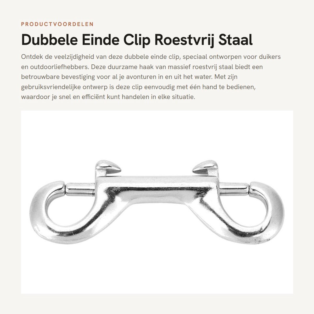 Dailygoods- Haak Dubbel Einde - Roestvrij Staal - Duurzaam - Bevestigingsmiddel - Vijf Maten - Eenvoudig te Gebruiken - Karabijnhaak