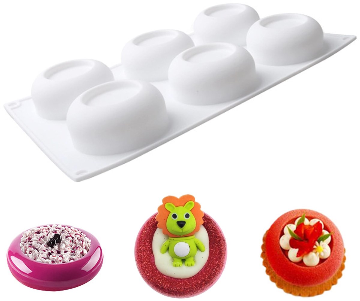Dailygoods- Siliconen Mal Ronde Vorm - Bakvorm 6 Gaten - Mousse/Cupcake/Vorm - Chocolade/Pudding - 3D Bakvorm - Perfect voor Desserts