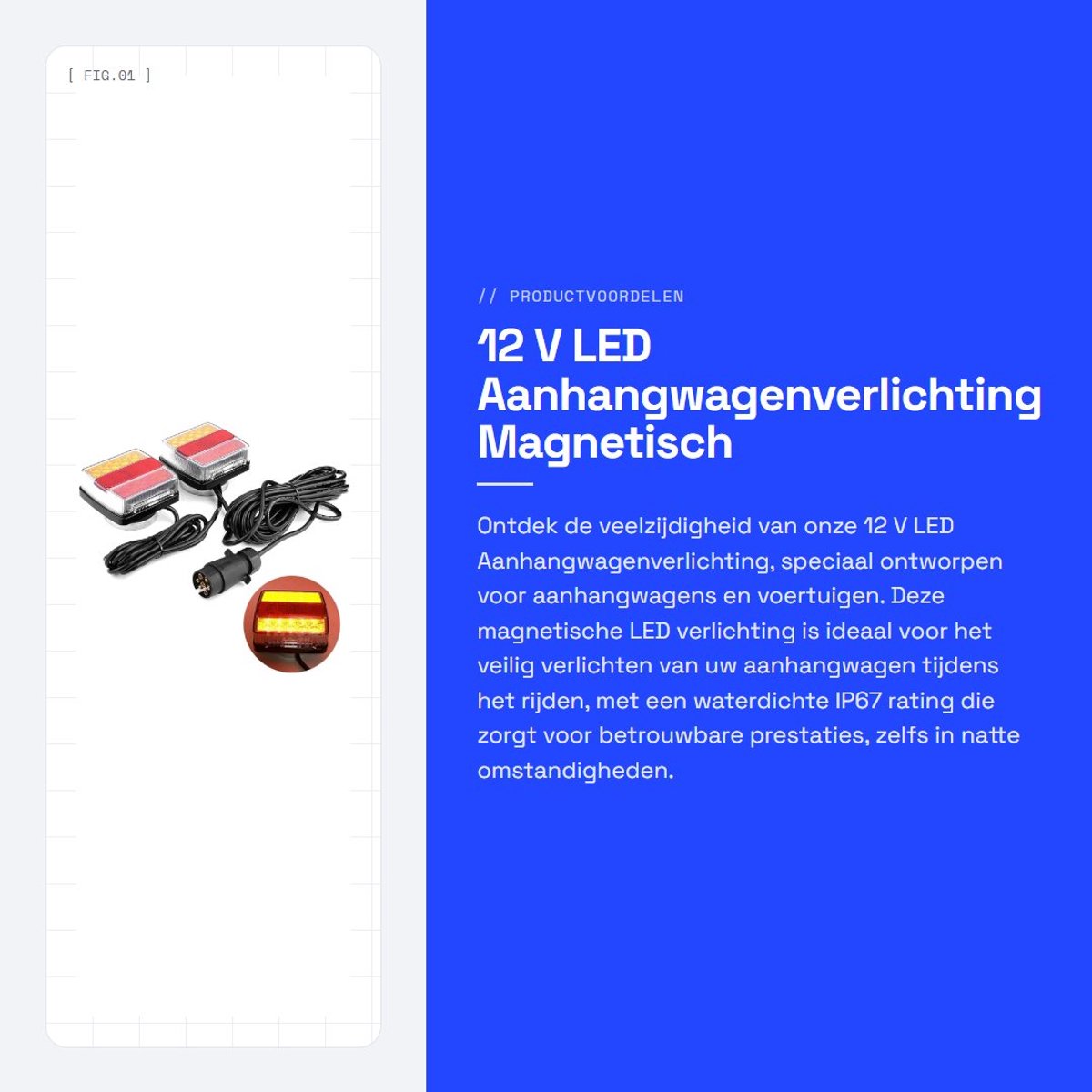 Dailygoods - 12 V LED Aanhangwagenverlichting - Magnetisch - Waterdicht - 1 paar - LED Sleeplichtset - Geschikt voor Aanhangwagens - Onderwater IP67