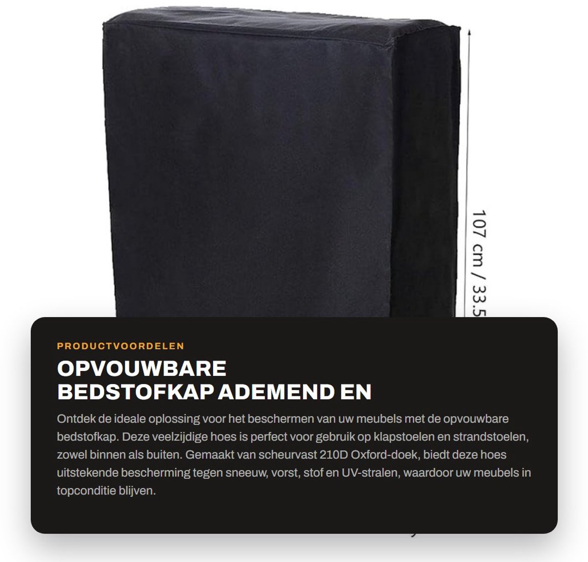 Dailygoods- Bedstofkap Scheurvast 210D Oxford-doek - Opvouwbaar - Ademend - Weerbestendig - Draagbaar - Geschikt voor klapstoel/strandstoel - Meubelhoes