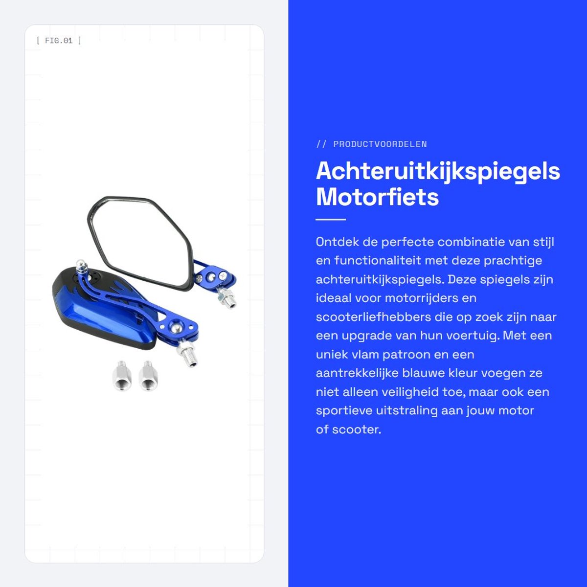 Dailygoods- Achteruitkijkspiegels - 1 Paar - 8 mm/10 mm - Universeel - Aluminium - Vlam Patroon - Motorfiets Spiegels