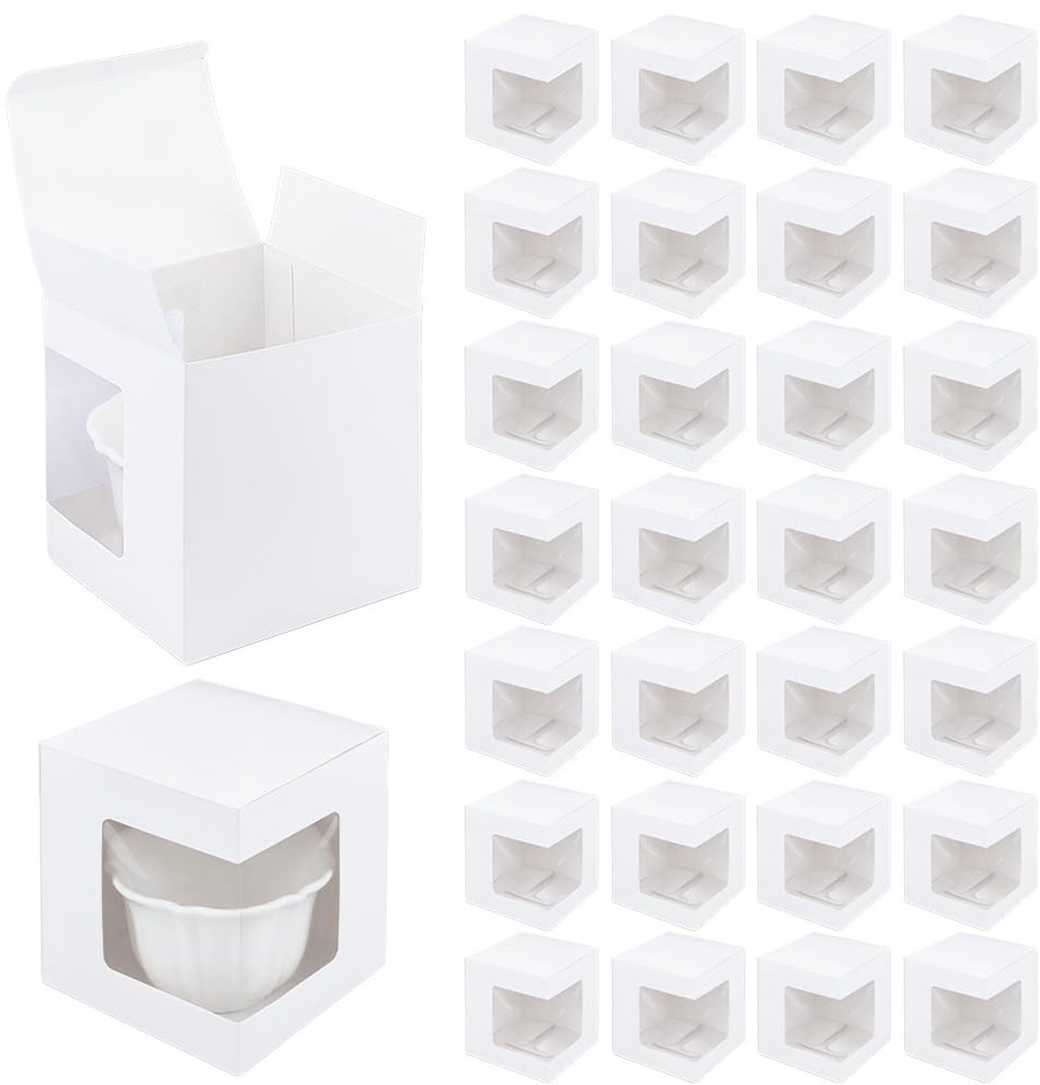 Dailygoods- Geschenkdozen 36Pcs - Koffiedozen - Verpakking voor Mokken 11oz/12oz/15oz - Transparante Wijnglas Dozen - DIY Ambachten - Verpakkingsesthetiek - Verpakkingsdozen